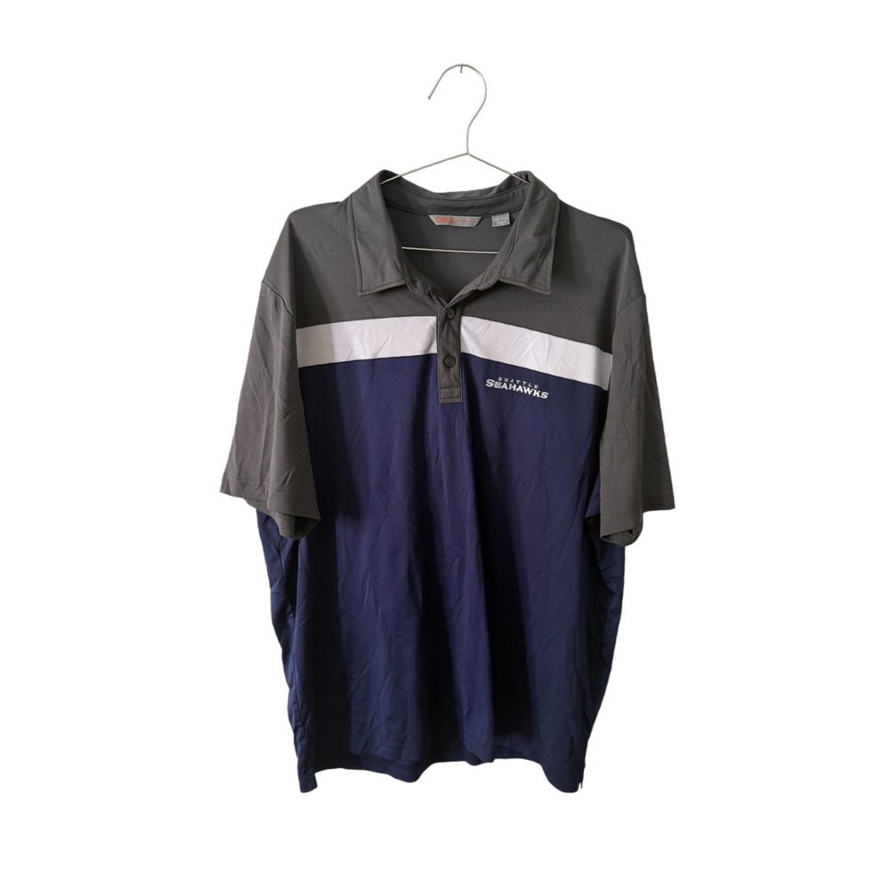 CBUK Cutter & Buck Seattle Seahawks Polo Shirt Blue Grey XXL NFL Big & Tall Mens